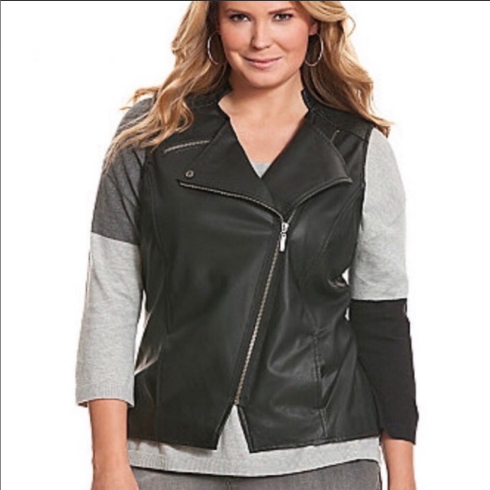 Lane Bryant Faux Leather Moto Vest